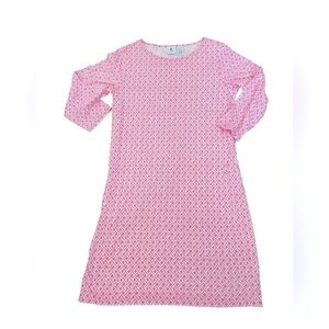 Caribbean Joe Preppy Pink and White Diamond Pattern Shift Dress Size Small